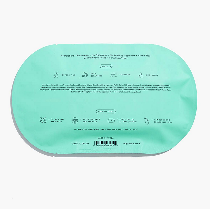 LOOPS | Clean Slate Detoxifying Hydrogel Face Mask | Single Mask