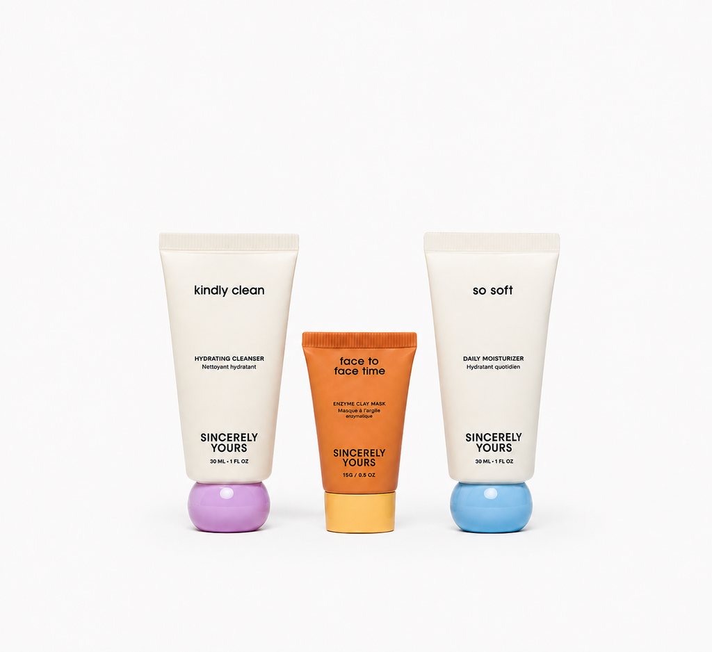 Sincerely Yours | Sleepover Bundle | 1 Bag, 3 Travel-Size Skincare Essentials