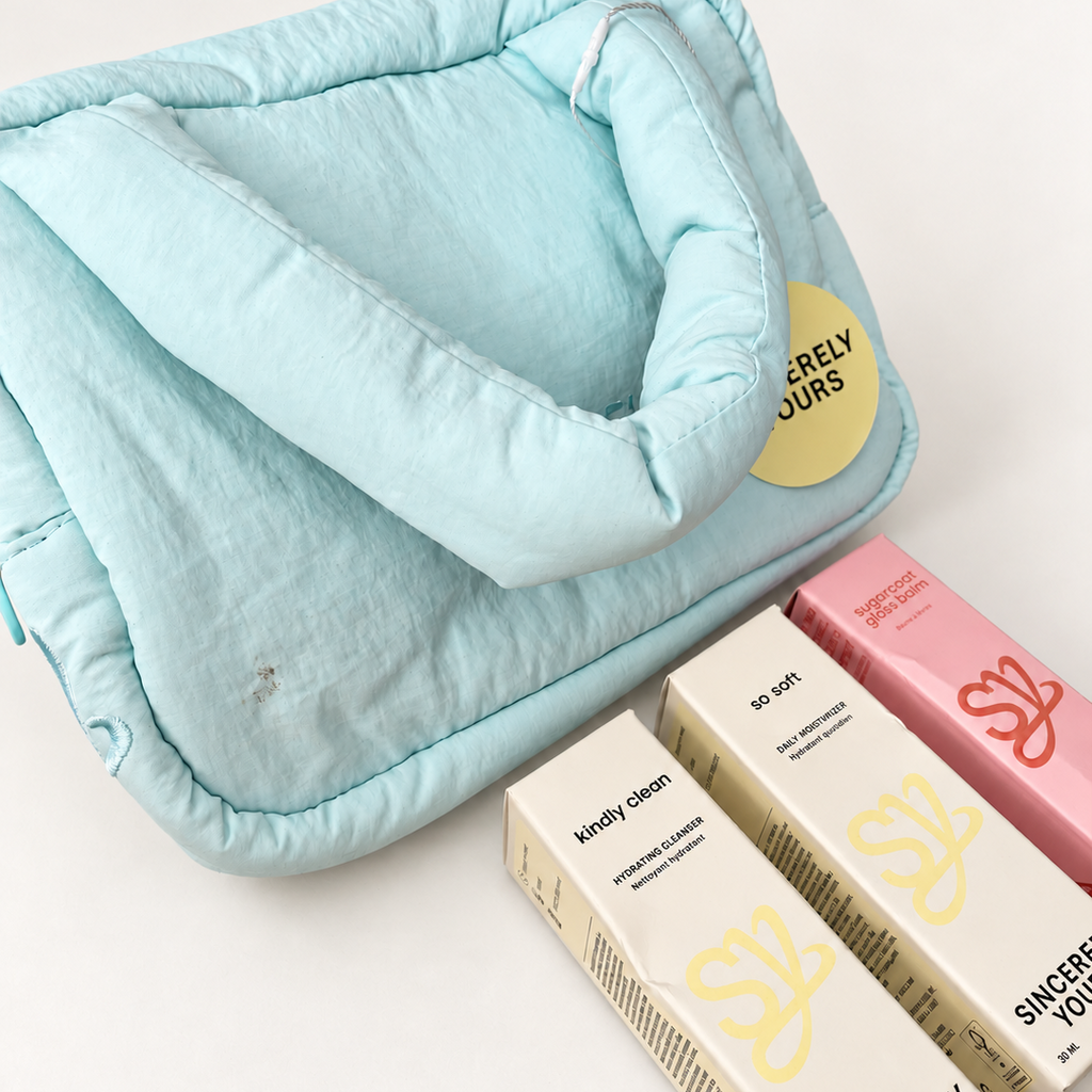 DAMAGED | Sincerely Yours | Blue Skies Ahead Cloud Case & Beauty Trio Bundle